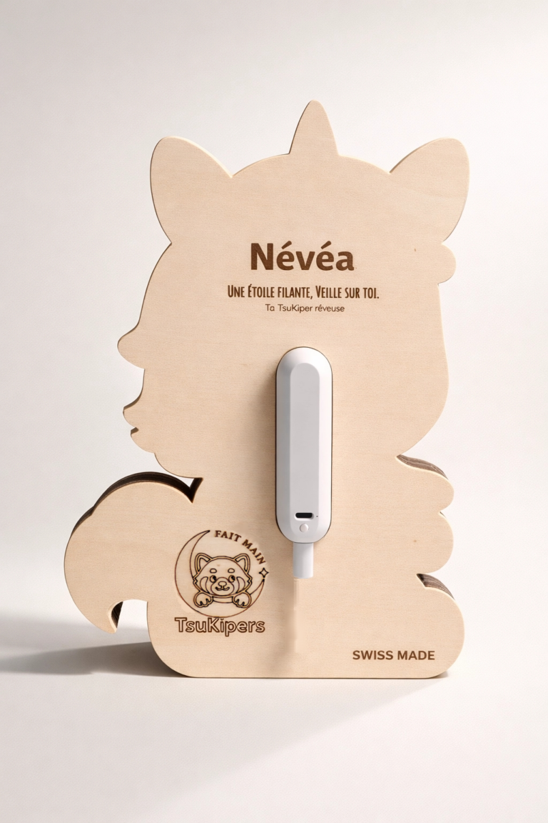 Veilleuse enfant en bois Licorne vue de dos avec gravure personnalisée pour chambre bébé