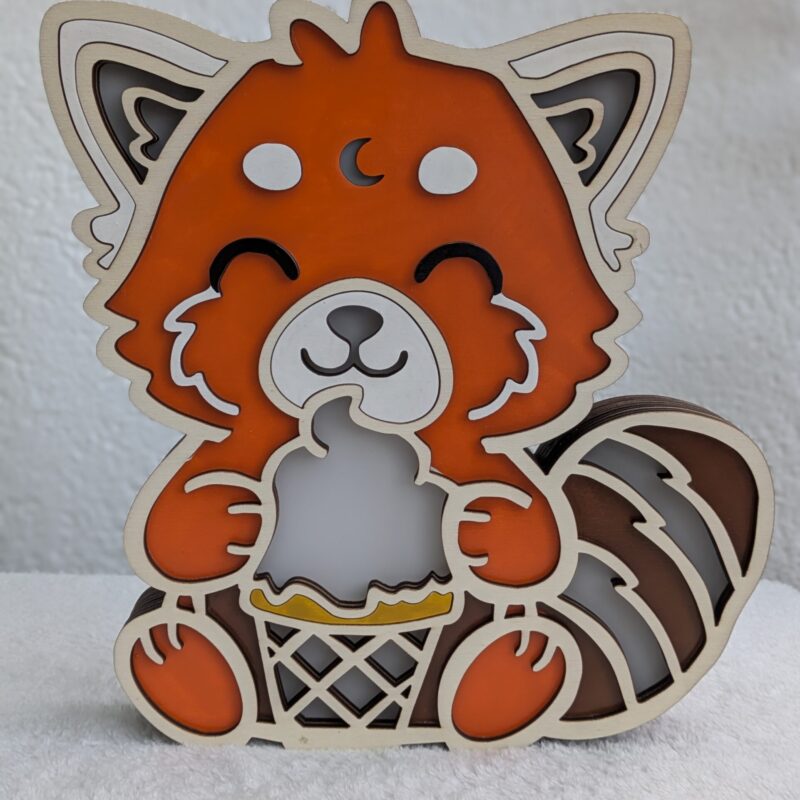 Veilleuse - Panda Roux Gourmand avec sa Glace