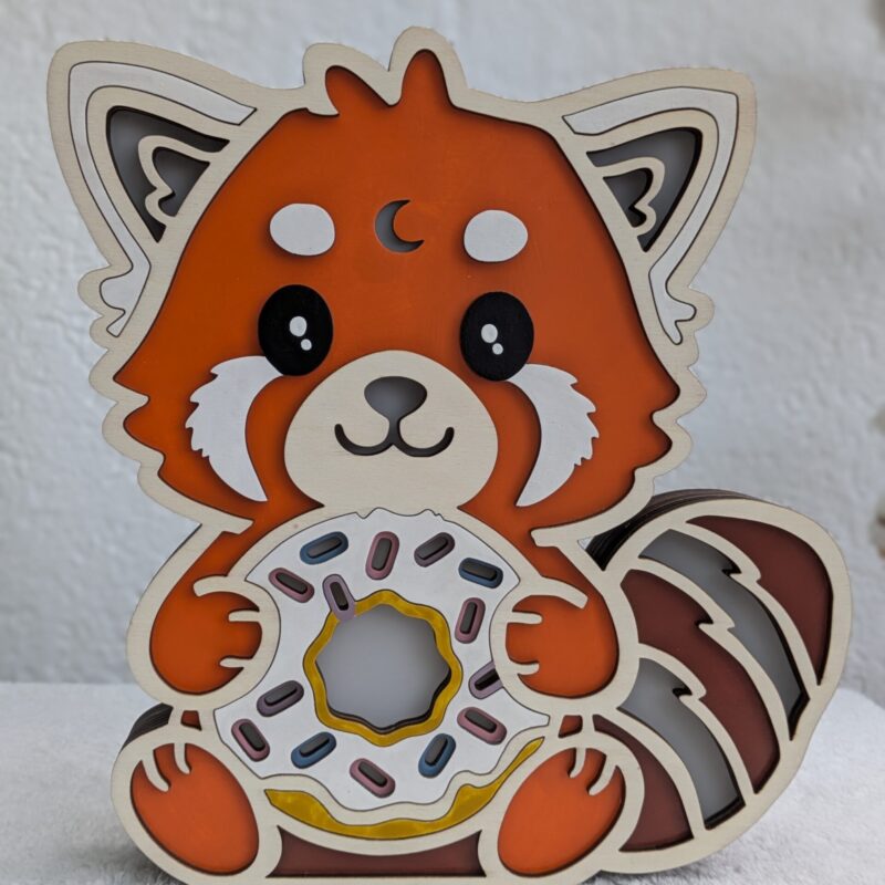 Veilleuse - Panda Roux Gourmand avec son Donut