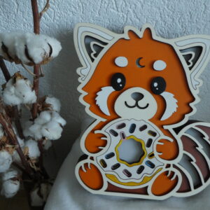 Veilleuse - Panda Roux Gourmand avec son Donut