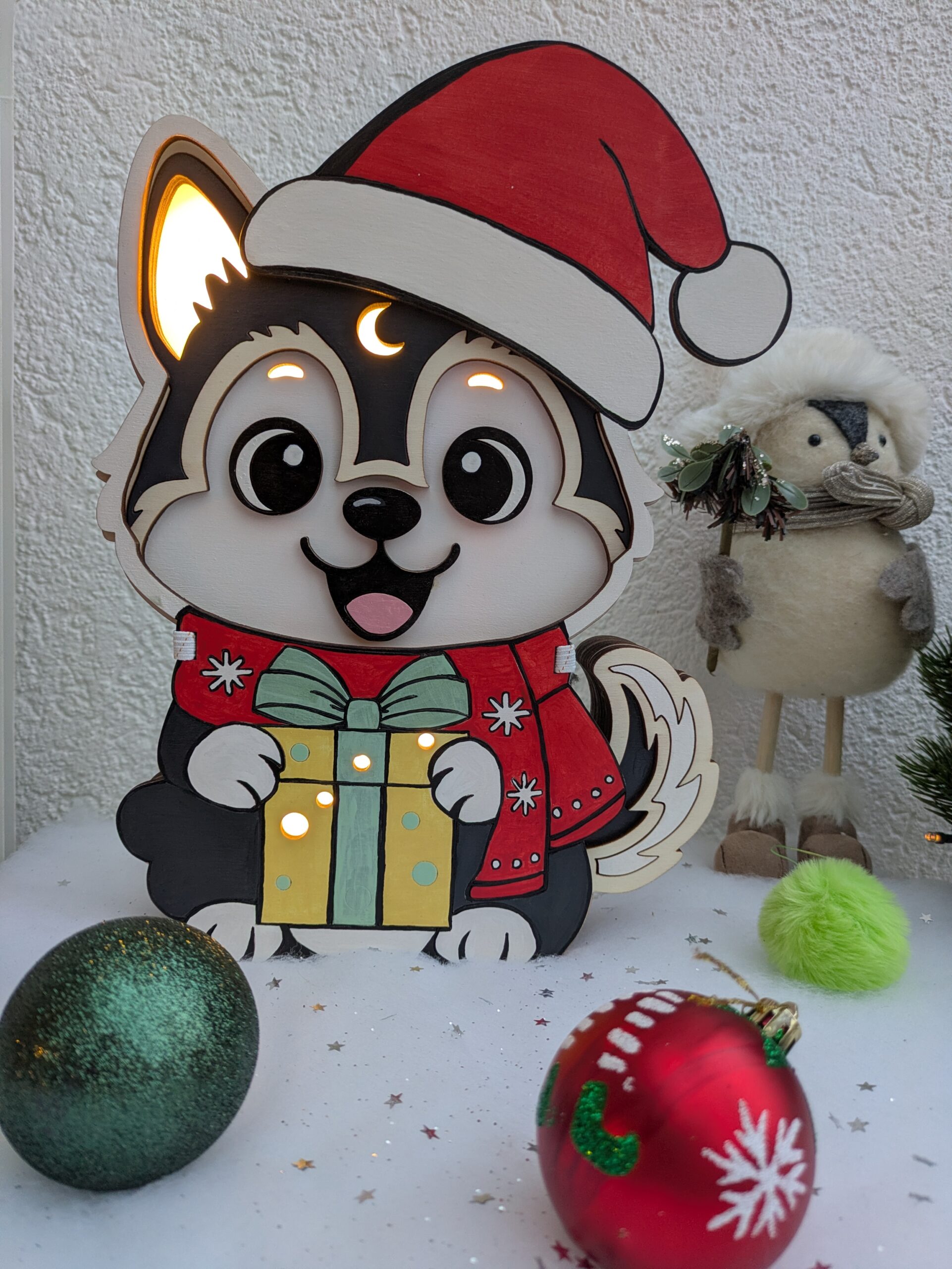 Costume Noël pour veilleuse Husky