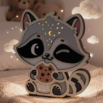 veilleuse enfant en bois raton laveur personnalisable