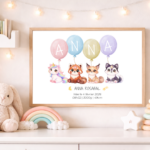 Affiche Gardiens TsuKipers Ballons personnalisée | Prénom & détails de naissance | Illustration originale