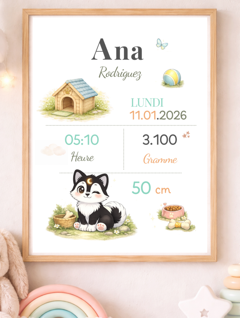 Affiche de naissance personnalisée TsuKipers