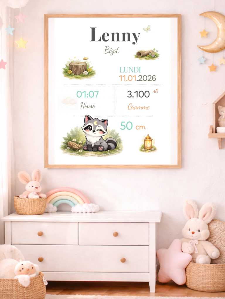 Affiche de naissance personnalisée TsuKipers