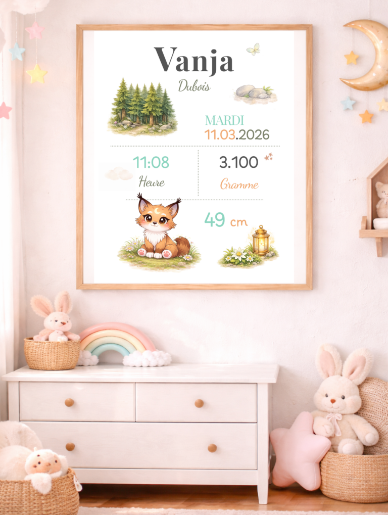 Affiche de naissance personnalisée TsuKipers