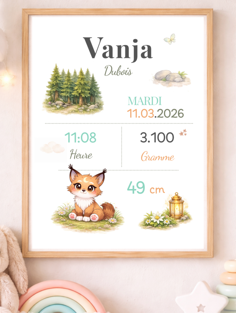 Affiche de naissance personnalisée TsuKipers