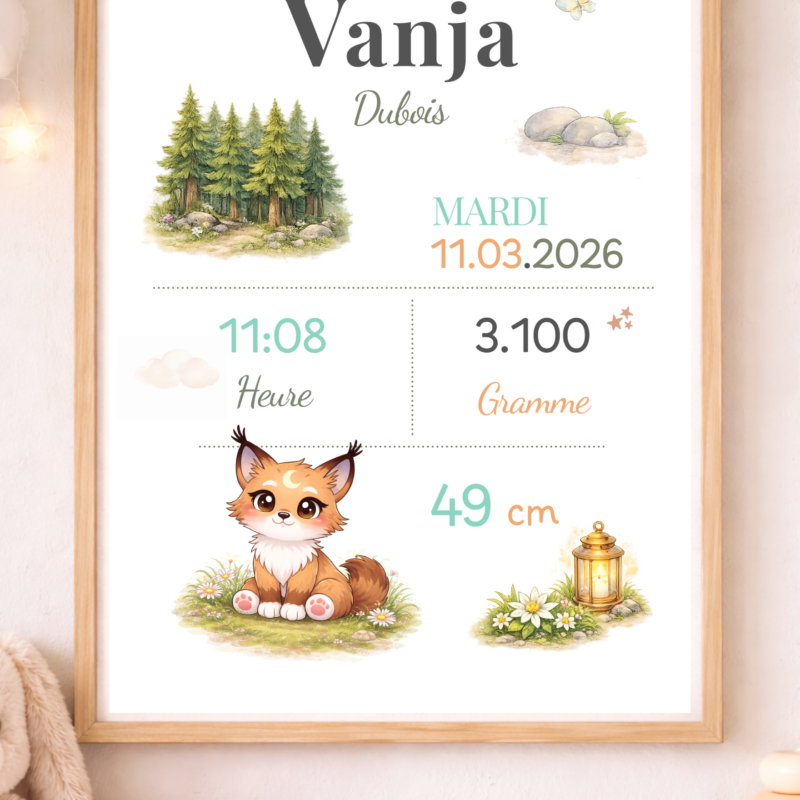 Affiche de naissance personnalisée TsuKipers