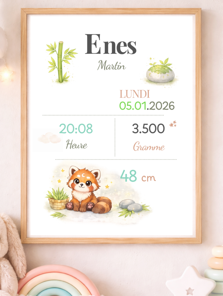 Affiche de naissance personnalisée TsuKipers