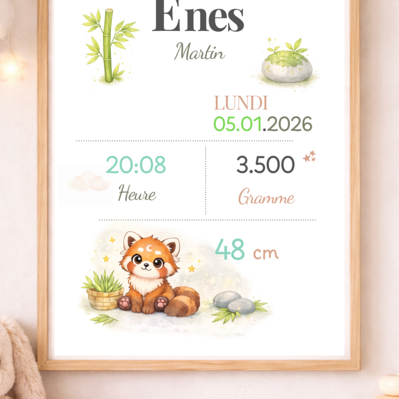 Affiche de naissance personnalisée TsuKipers
