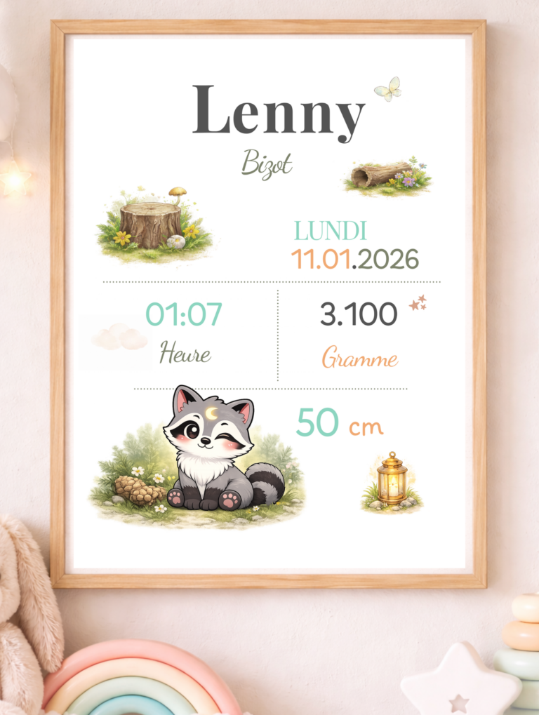 Affiche de naissance personnalisée TsuKipers