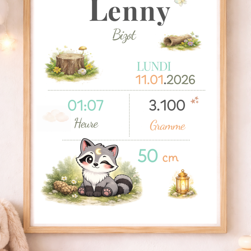 Affiche de naissance personnalisée TsuKipers